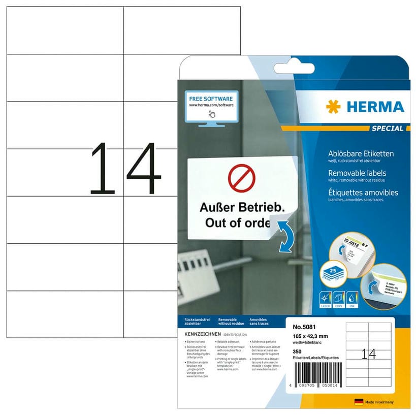 Ablösbare Etiketten – 105 x 42