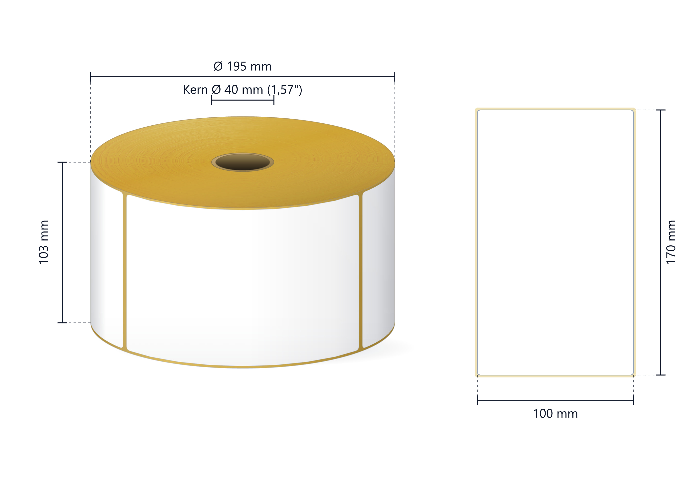 Rollenetikett Thermo ECO, 100x170 mm | 1100 Etiketten/Rolle