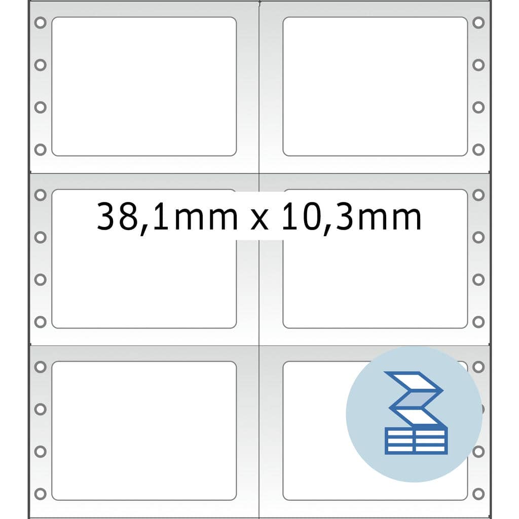 Computeretiketten endlos 2-bahnig – 38,1 x 10,3 mm