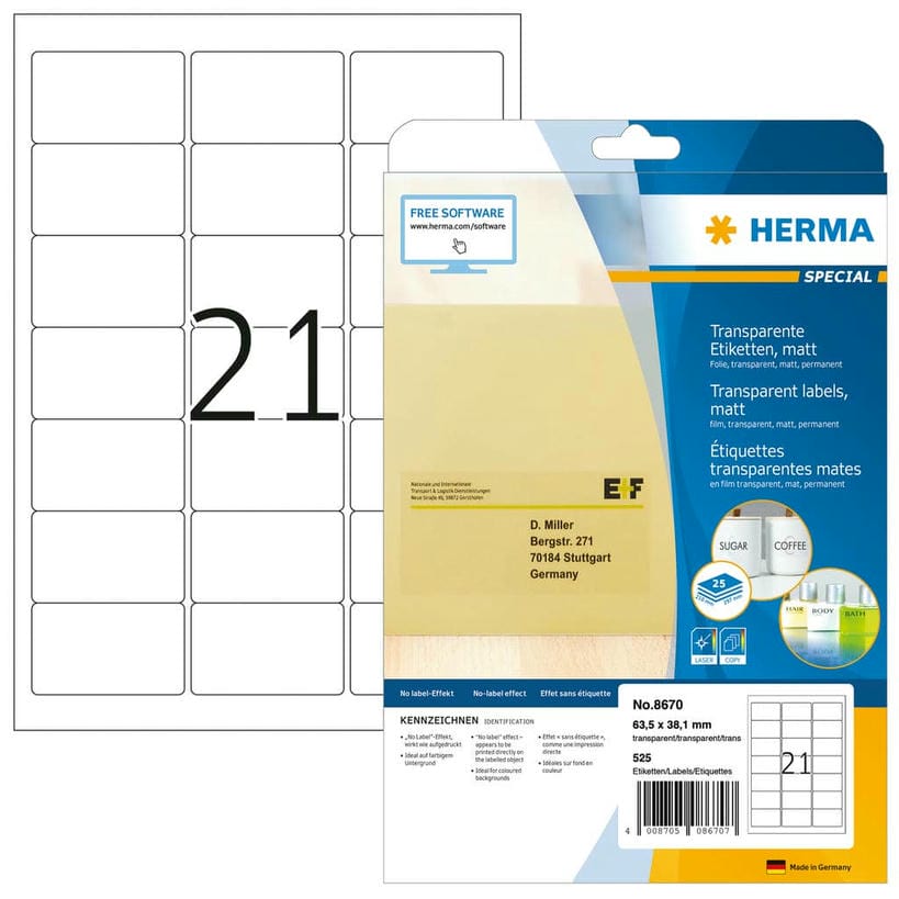 Adressetiketten transparent – 63,5 x 38,1 mm