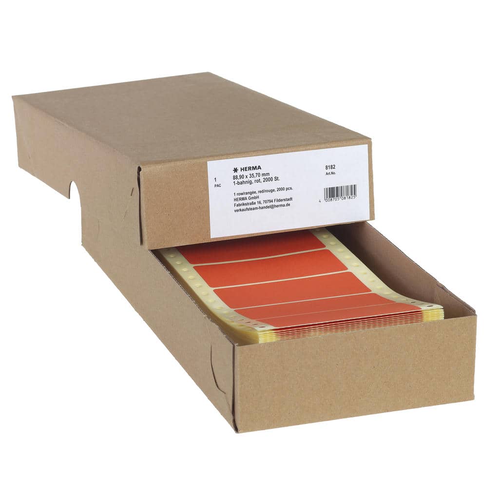 Computeretiketten endlos 1-bahnig, rot – 88,9 x 35,7 mm