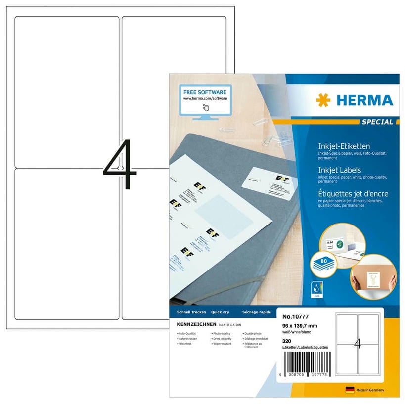 Inkjet-Etiketten – 96 x 139,7 mm
