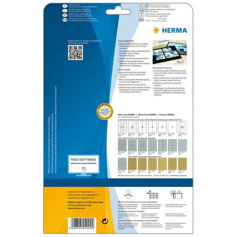 Hochglanz-Etiketten, Laserdrucker – 210 x 297 mm