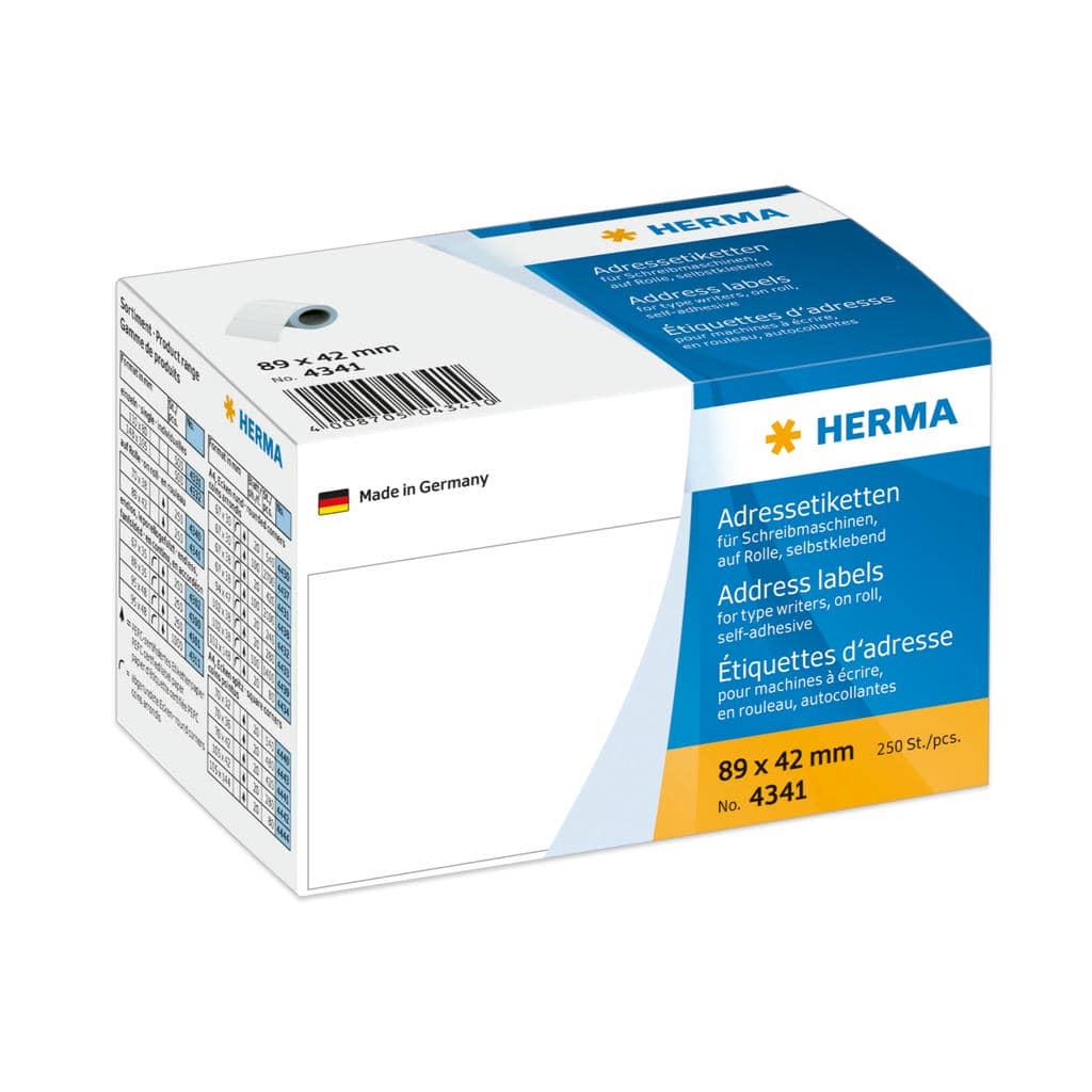 Adressetiketten für Schreibmaschinen, auf Rolle weiß – 89 x 42 mm