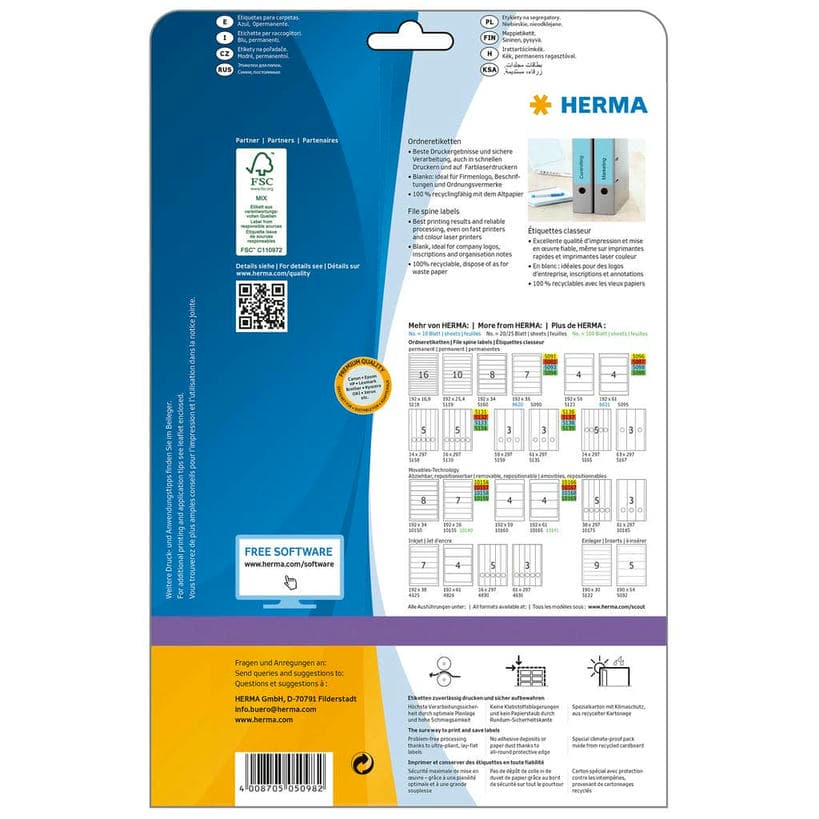 Ordner-Etiketten blau – 192 x 61 mm