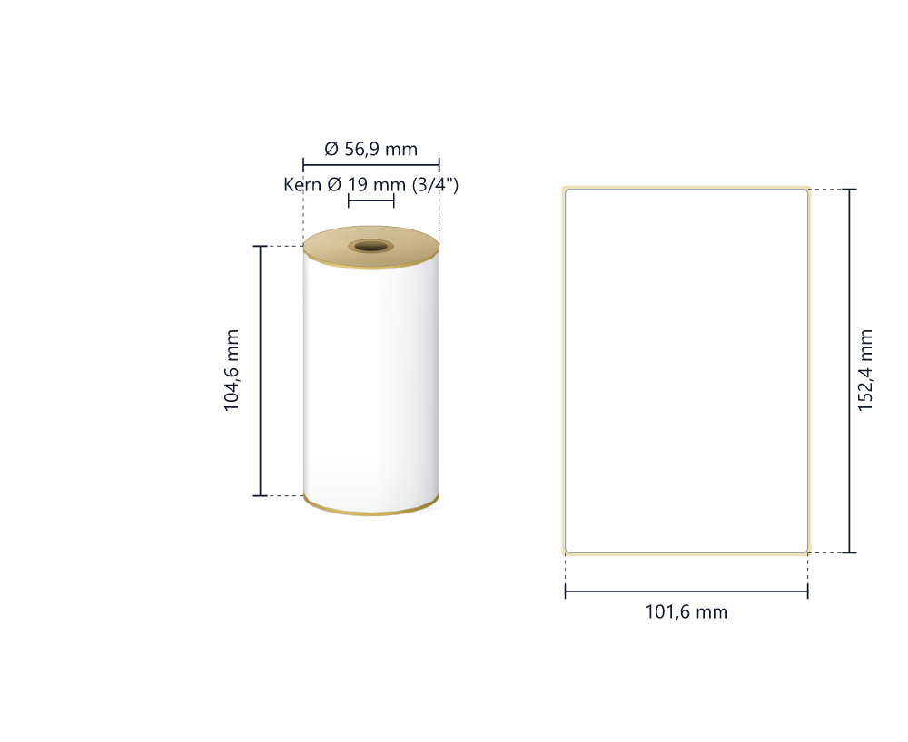 Rollenetiketten Zebra Z-Perform 1000D, 101,6x152,4 mm | 16 Rollen à 85 Etiketten, Blackmark