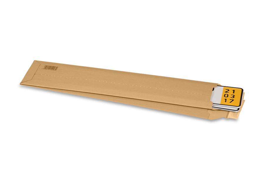 Versandtasche aus Wellpappe für KFZ Kennzeichen (140x590x50 mm) – KFZ