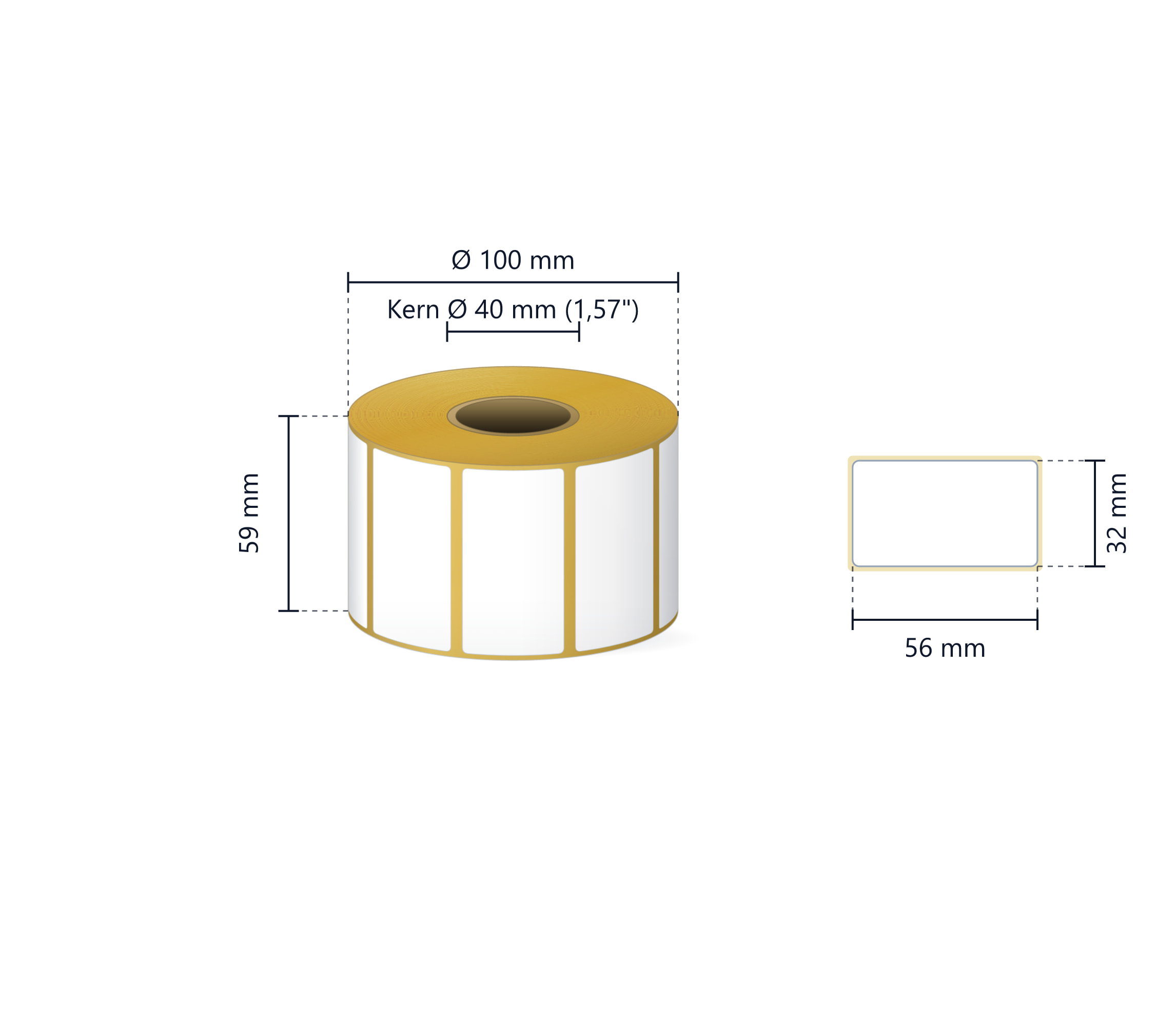 Rollenetikett Thermo ECO, 56x32 mm | 1200 Etiketten/Rolle