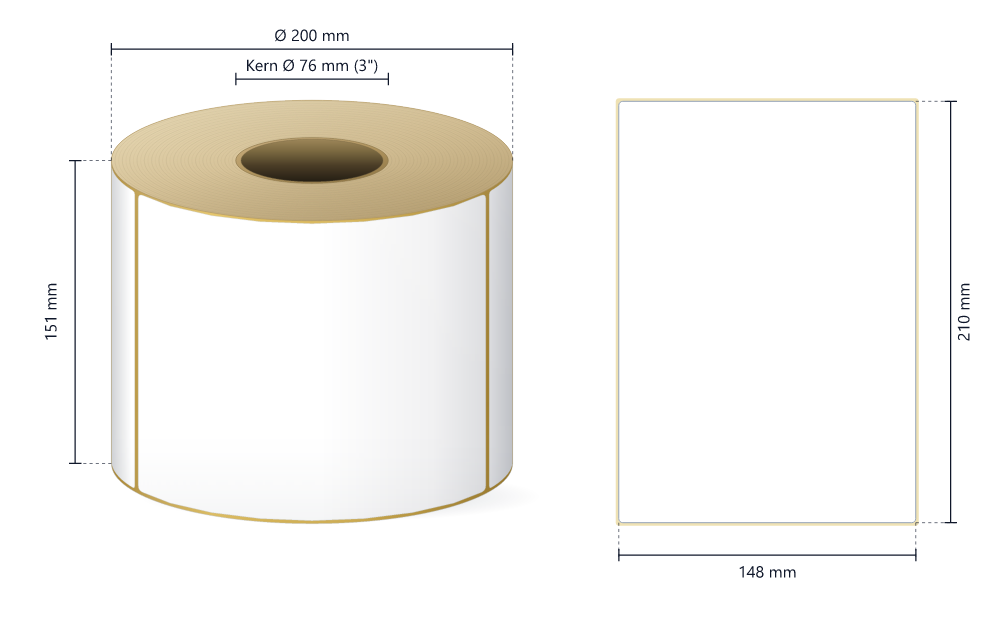 Rollenetiketten Zebra Z-Perform 1000D, 148x210 mm | 4 Rollen à 790 Etiketten