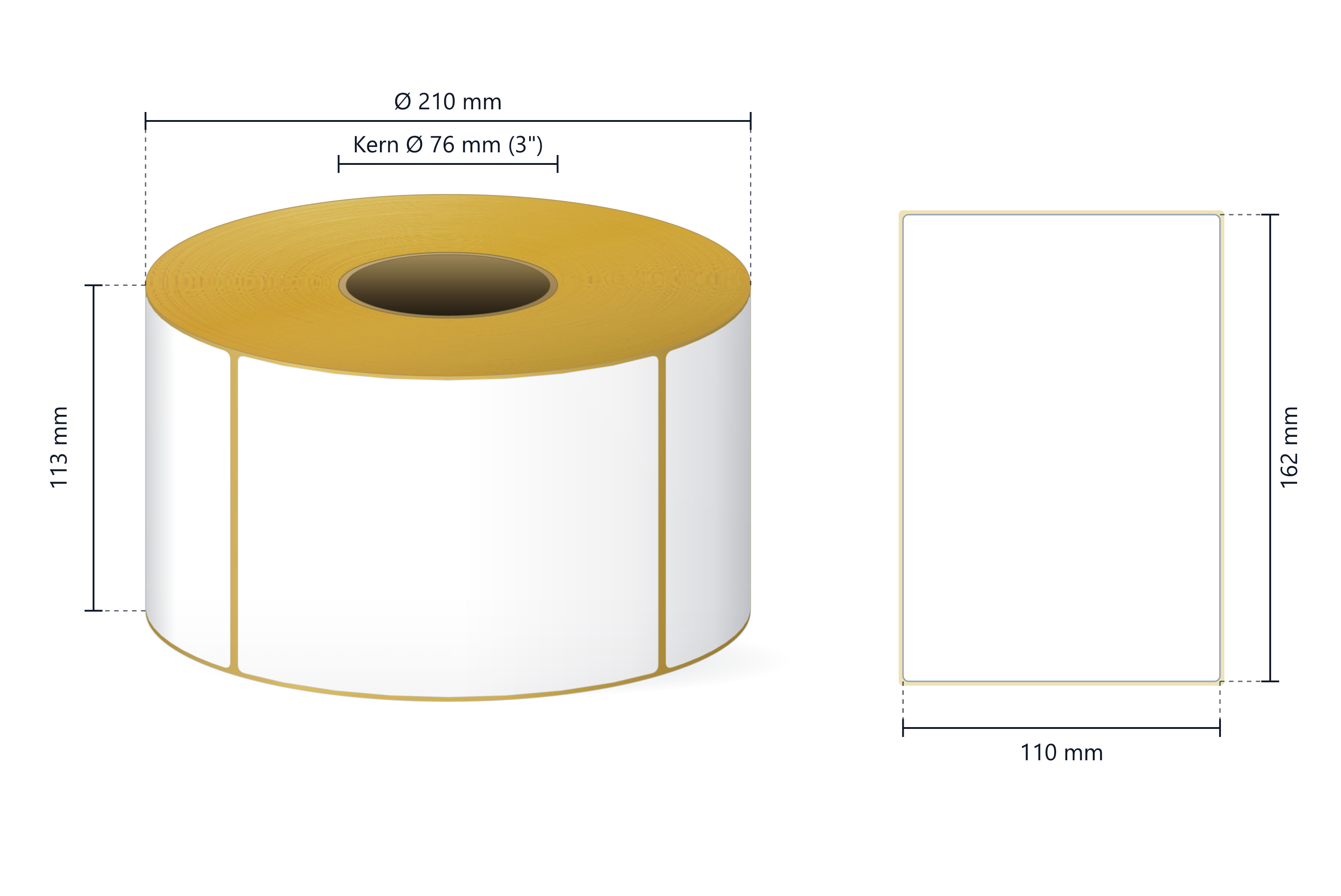 Rollenetikett Thermo ECO, 110x162 mm | 1200 Etiketten/Rolle