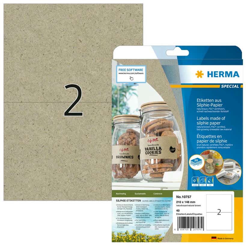 Etiketten aus Silphie-Papier, naturbraun – 210 x 148 mm