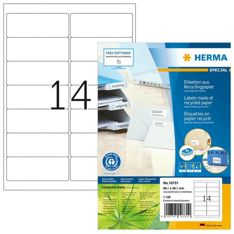 Etiketten aus Recyclingpapier