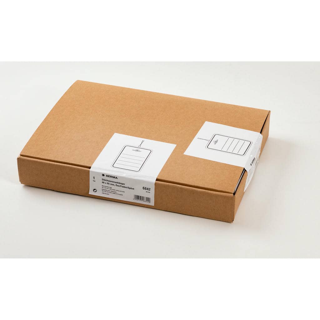 Stückwarenanhänger mit Öse/Faden/Splint, 1000 St. – 48 x 65 mm