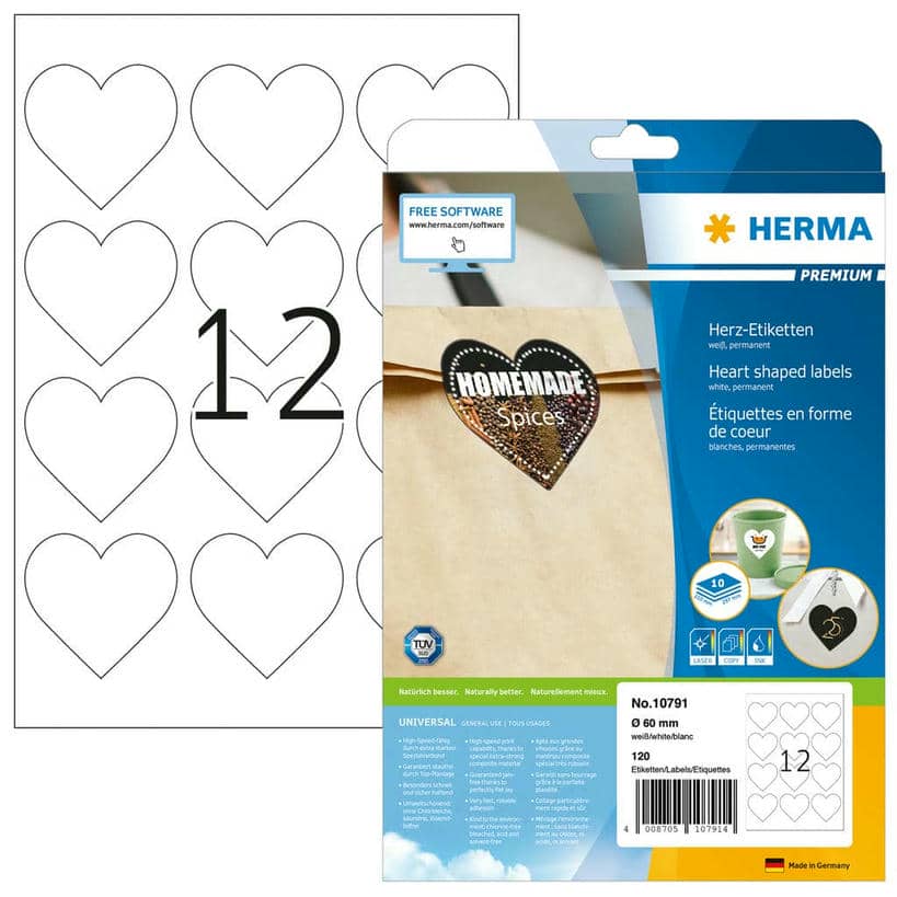 Premium Herz-Etiketten – D 60 mm