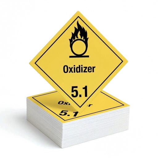 Gefahrgutetikett Klasse 5.1 – Entzündend wirkende Stoffe (mit Text)