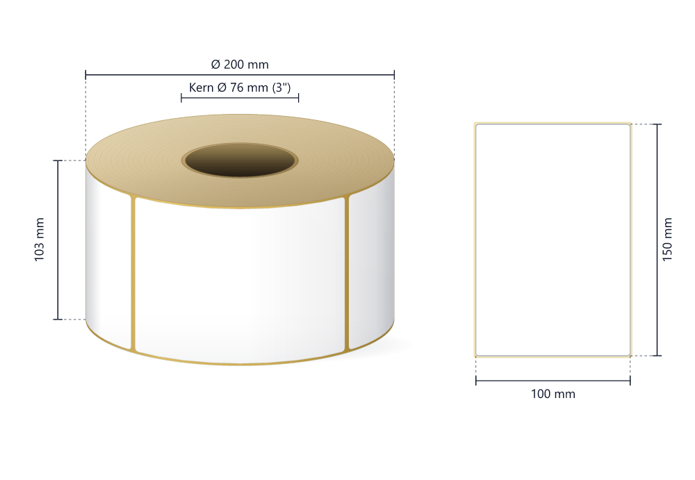 Rollenetiketten Zebra Z-Perform 1000D, 100x150 mm | 4 Rollen à 1020 Etiketten