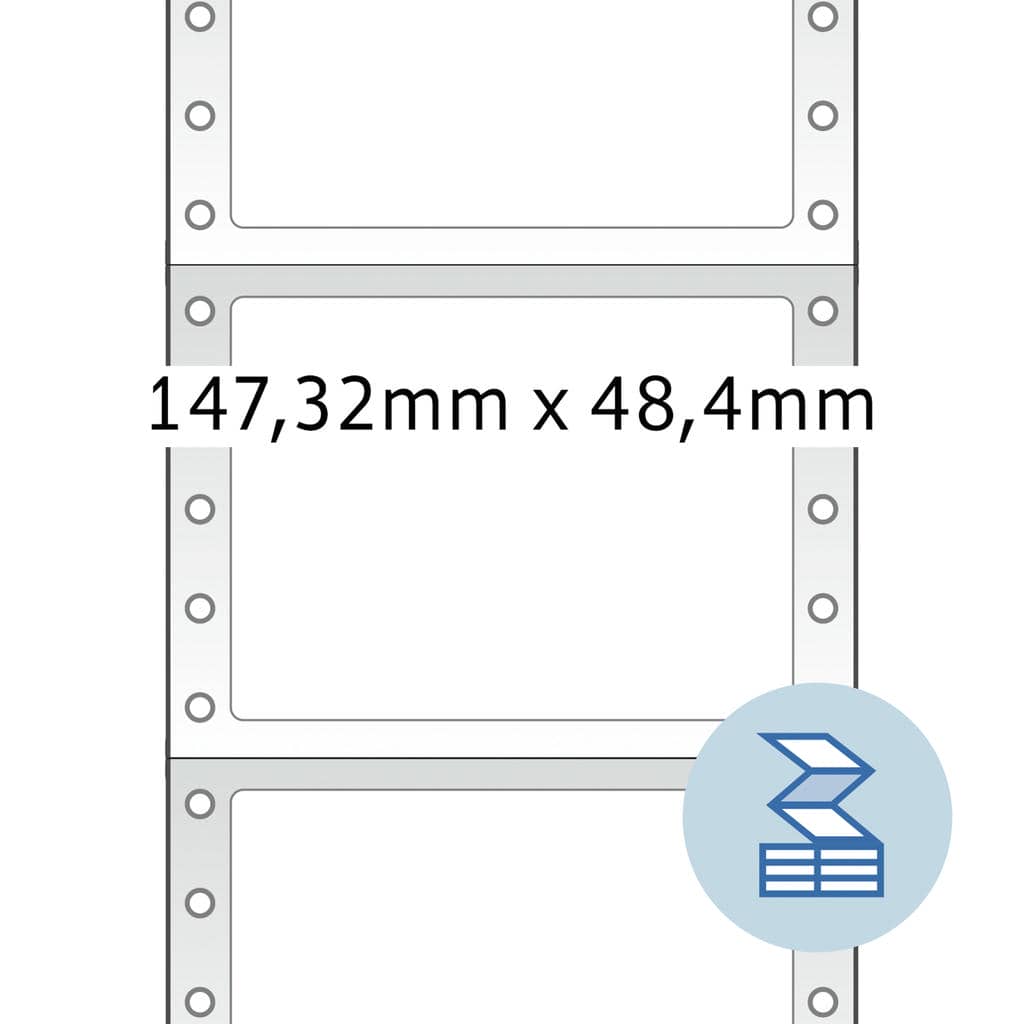 Computeretiketten endlos 1-bahnig – 147,32 x 48,4 mm