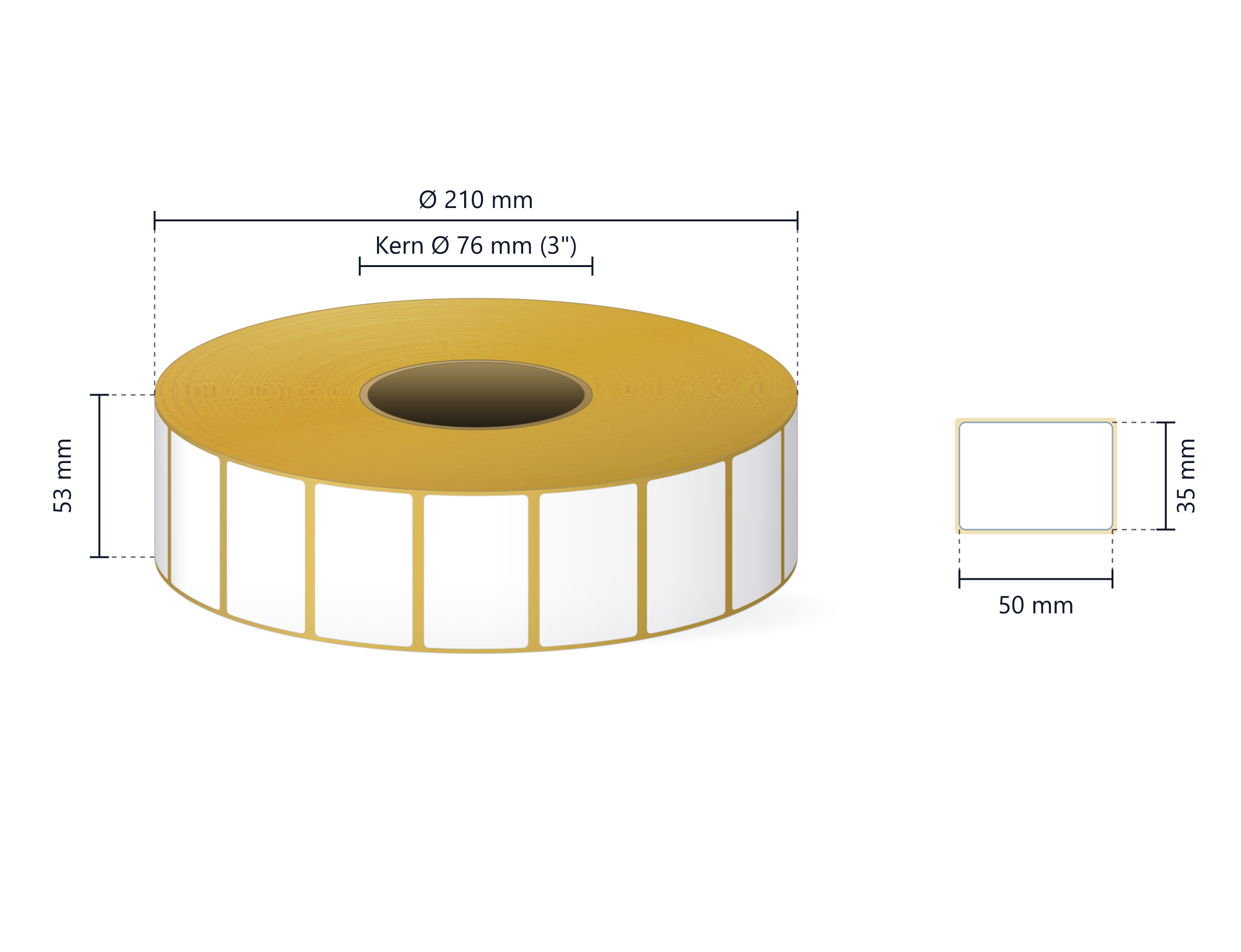 Rollenetikett Thermo ECO, 50x35 mm | 5250 Etiketten/Rolle