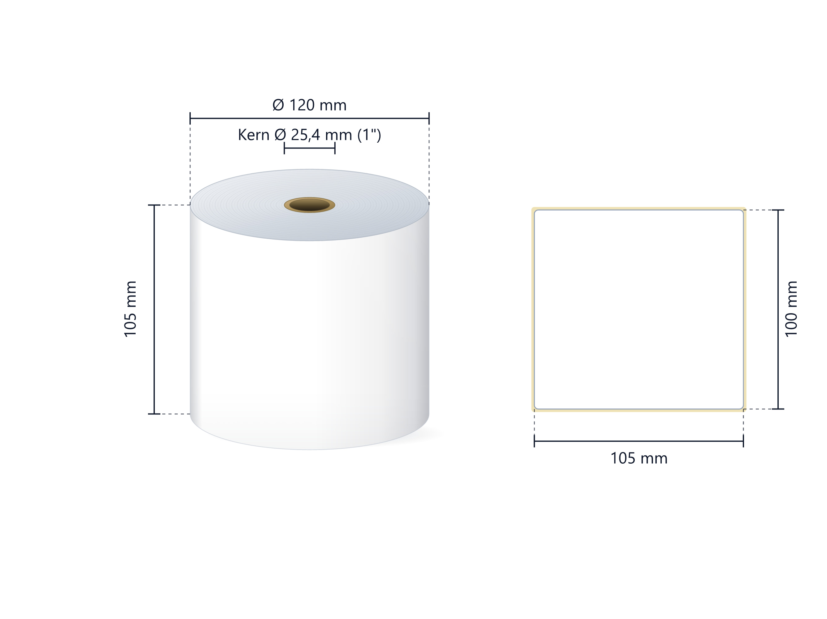 Rollenetikett Linerless-Thermo, 105 mm x 100 m