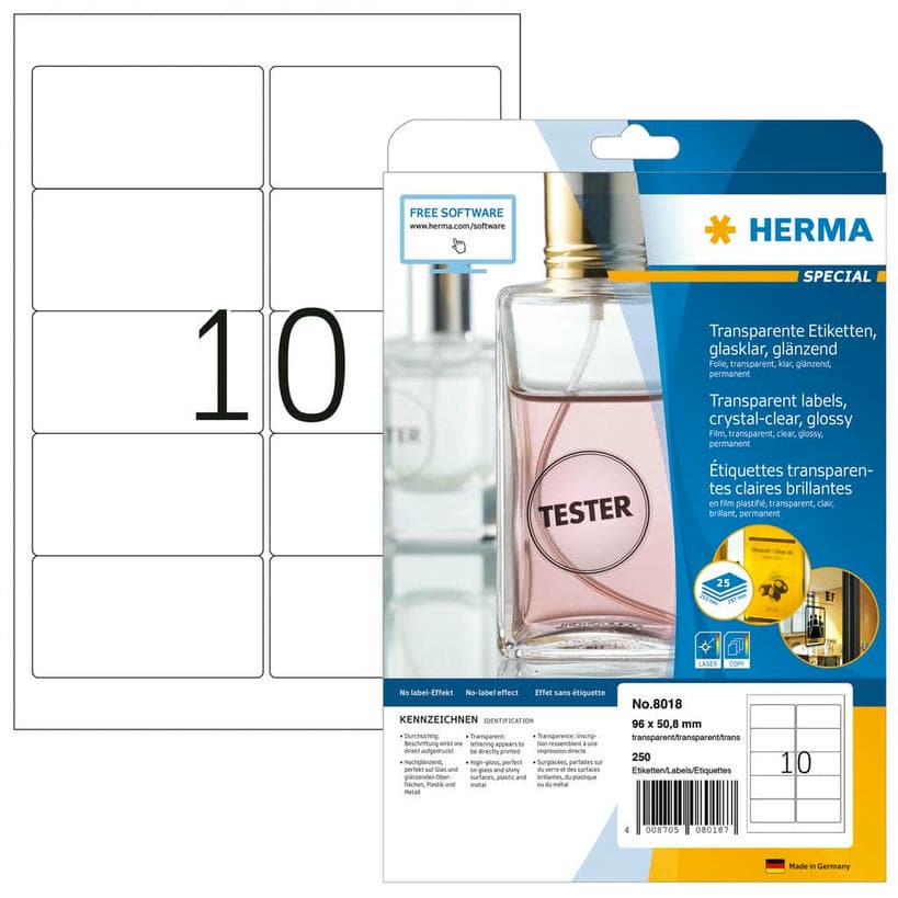Folienetiketten, transparent, glasklar,