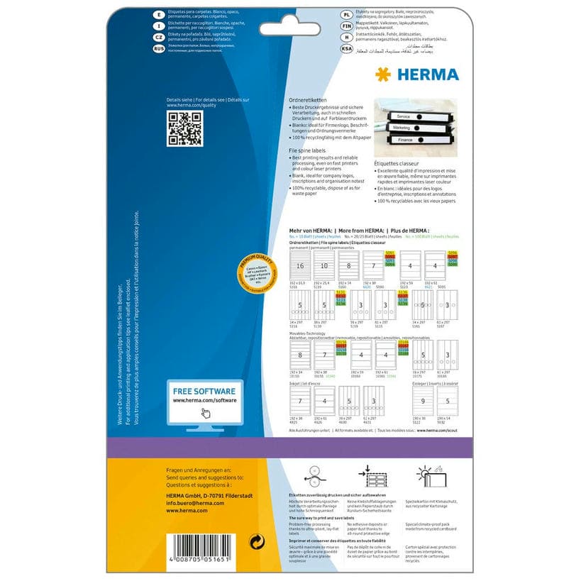 Hängeordner-Etiketten, blickdicht, für schmale Ordner – 34 x 297 mm