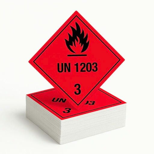Gefahrgutetikett Klasse 3 – Entzündbare Flüssigkeiten, UN 1203 (Benzin)