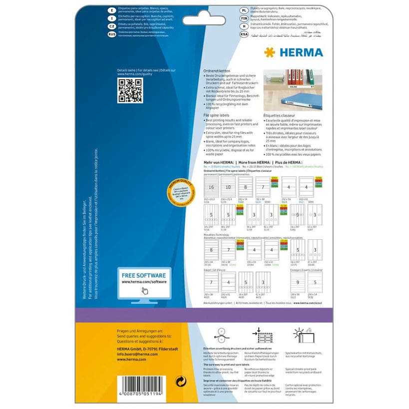 Ordner-Etiketten, blickdicht – 192 x 25,4 mm