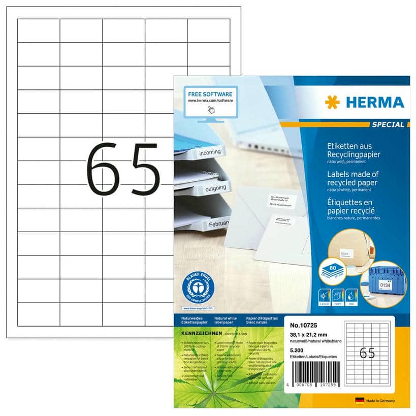 Etiketten aus Recyclingpapier