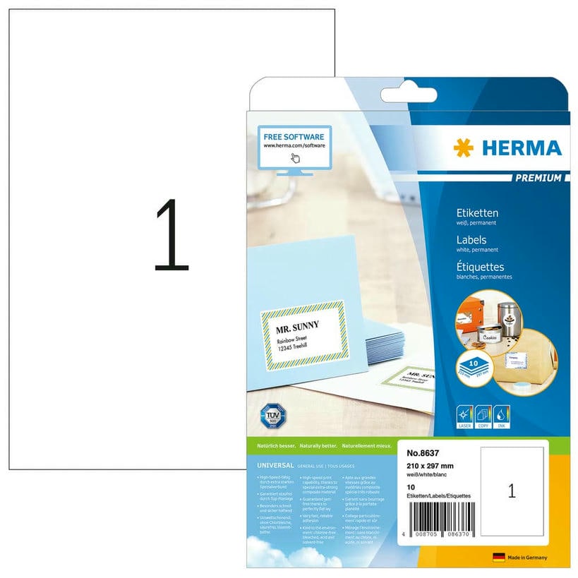 HERMA Premium Universal-Etiketten weiß – 210 x 297 mm
