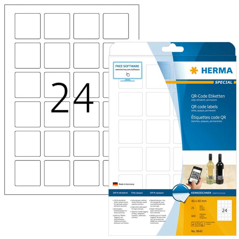 QR-Code Etiketten, blickdicht