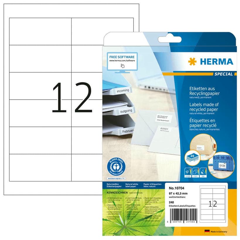 Etiketten aus Recyclingpapier