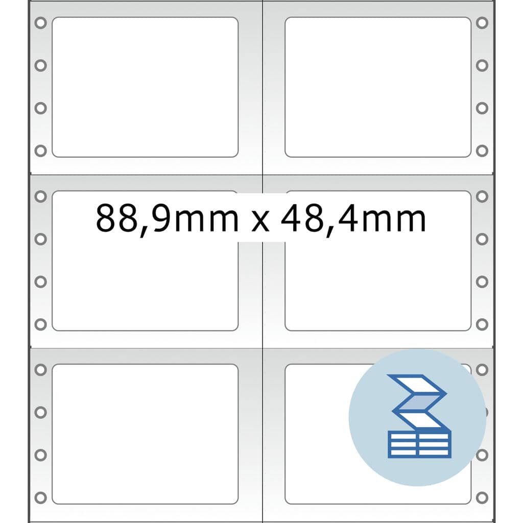 Computeretiketten endlos 2-bahnig – 88,9 x 48,4 mm
