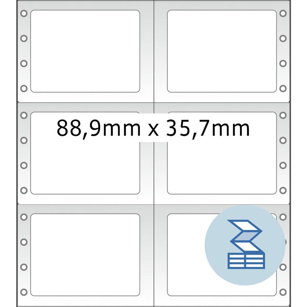 Computeretiketten endlos 2-bahnig – 88,9 x 35,7 mm