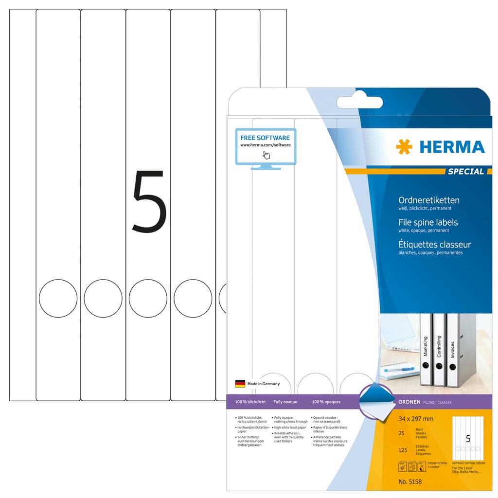 Ordner-Etiketten, blickdicht – 34 x 297 mm