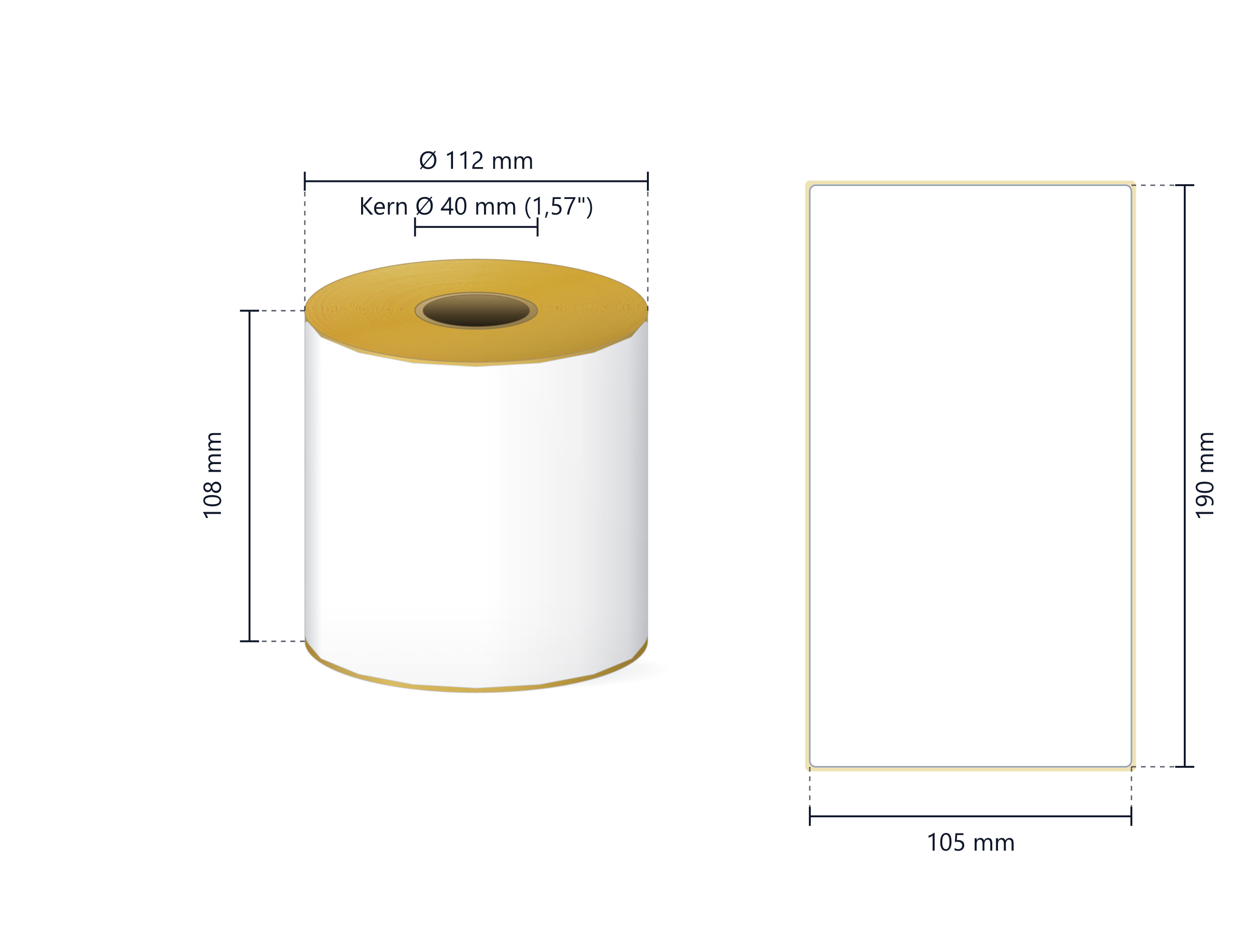 Rollenetikett Thermo ECO, 105x190 mm | 300 Etiketten/Rolle