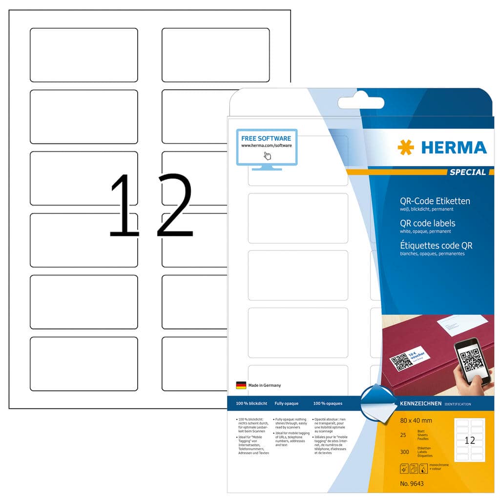 QR-Code Etiketten, blickdicht
