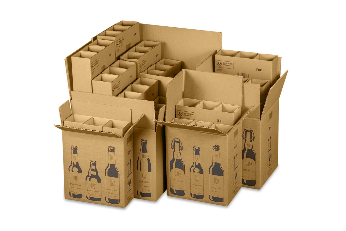 3er Versandkarton für Bierflaschen, Retail-Sets inkl. Einlage (255x88x288 mm)