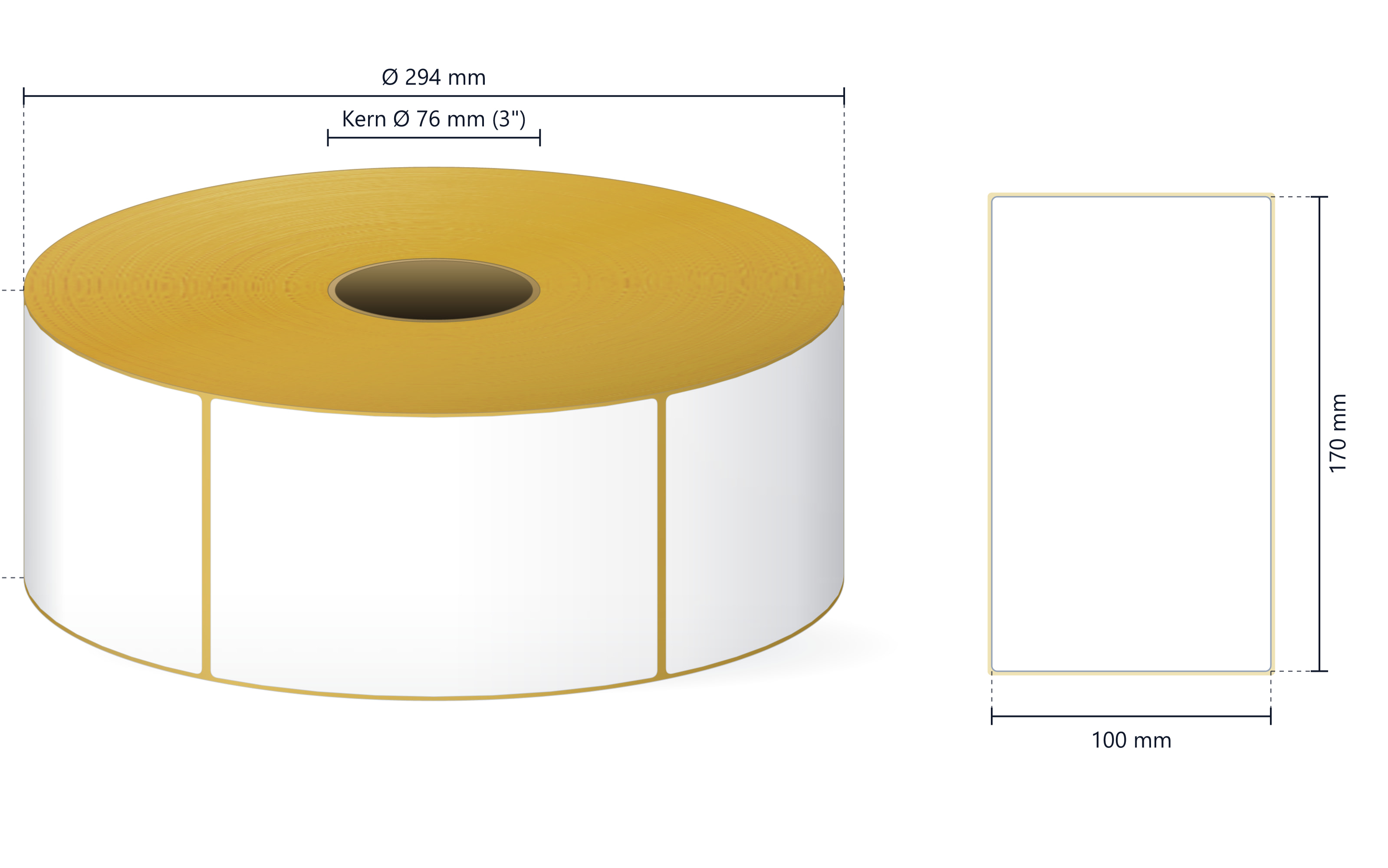 Rollenetikett Thermo ECO, 100x170 mm | 2440 Etiketten/Rolle