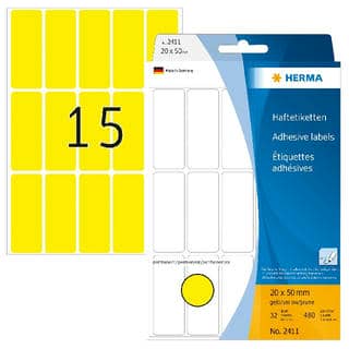 Vielzwecketiketten gelb – 20 x 50 mm