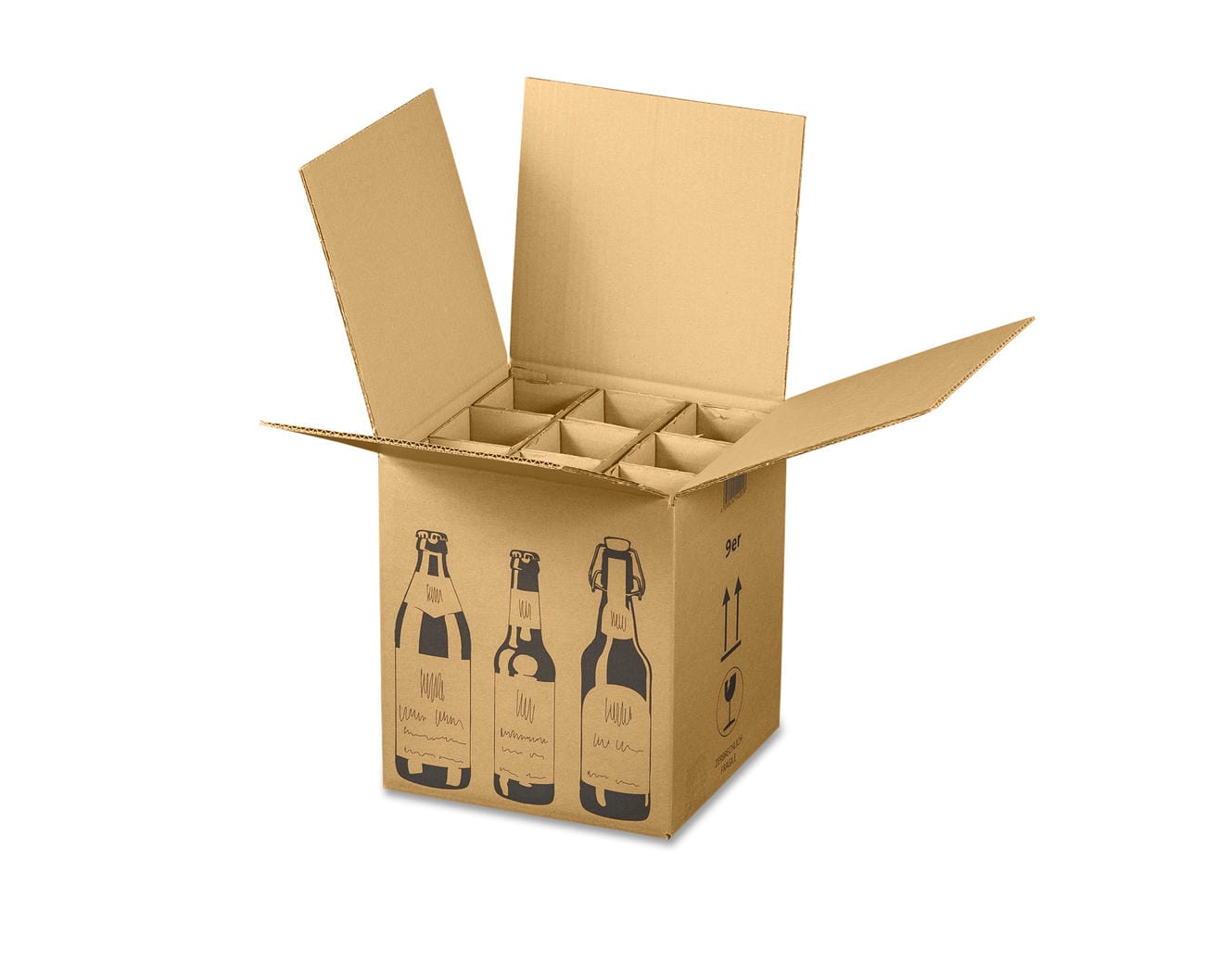 9er Versandkarton für Bierflaschen (265x255x288 mm)