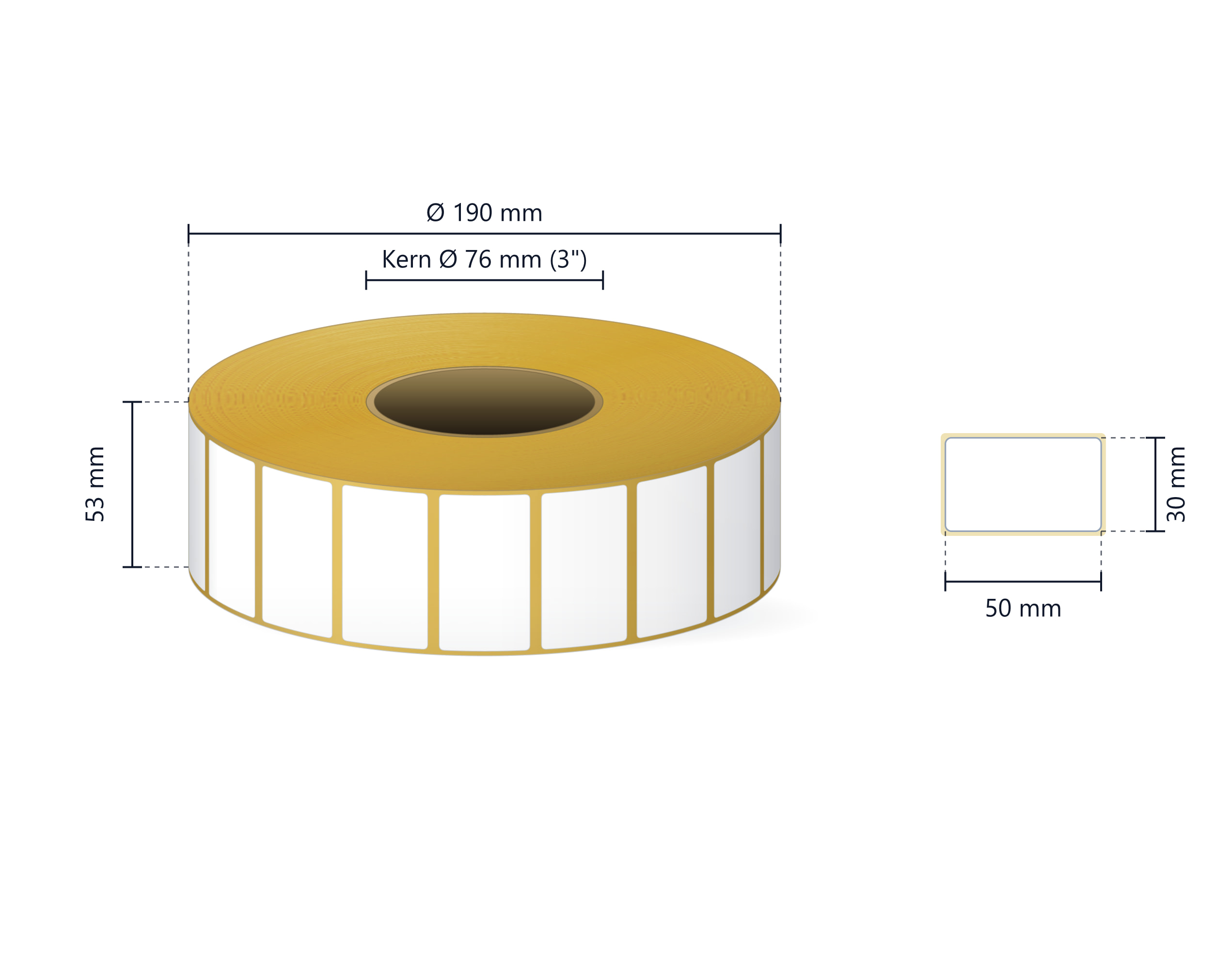 Rollenetikett Thermo ECO, 50x30 mm | 5000 Etiketten/Rolle