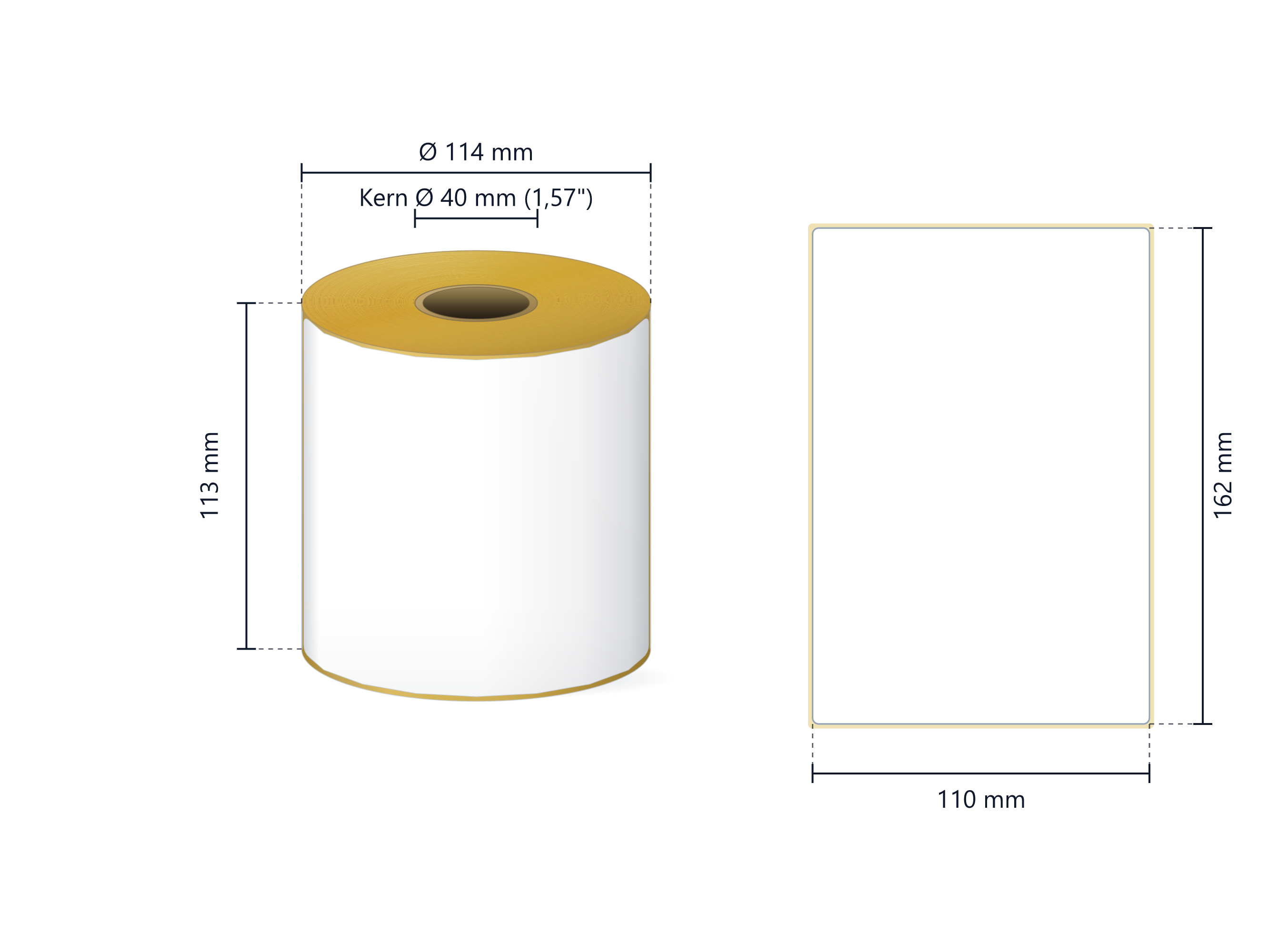 Rollenetikett Thermo ECO, 110x162 mm | 200 Etiketten/Rolle