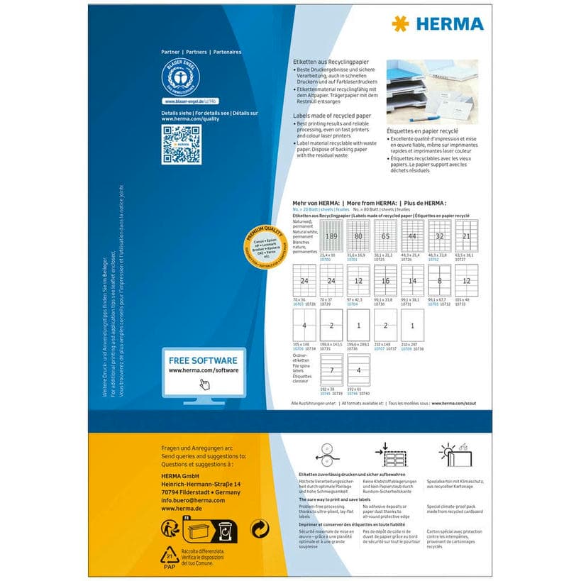 Etiketten aus Recyclingpapier – 105 x 48 mm