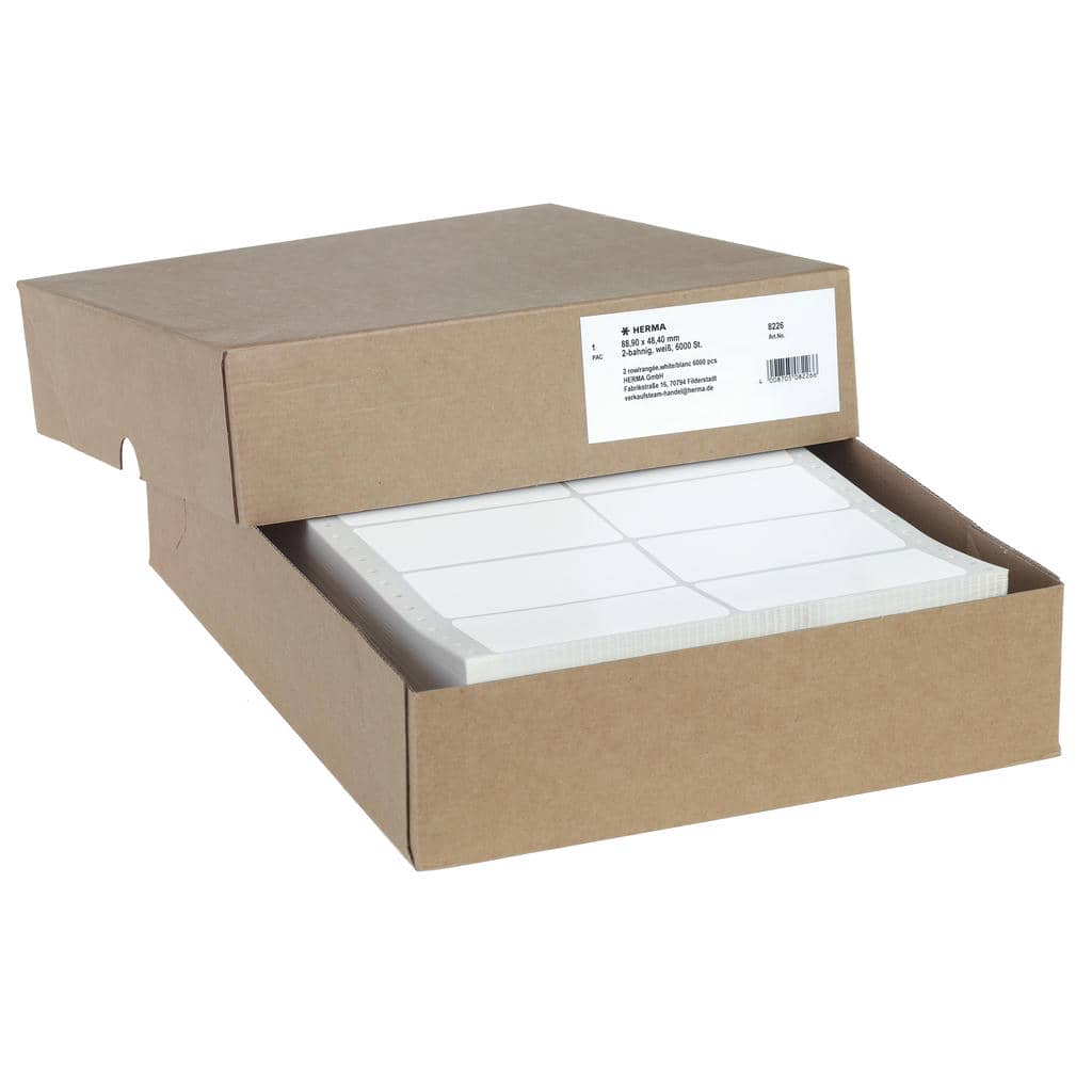 Computeretiketten endlos 2-bahnig – 88,9 x 48,4 mm