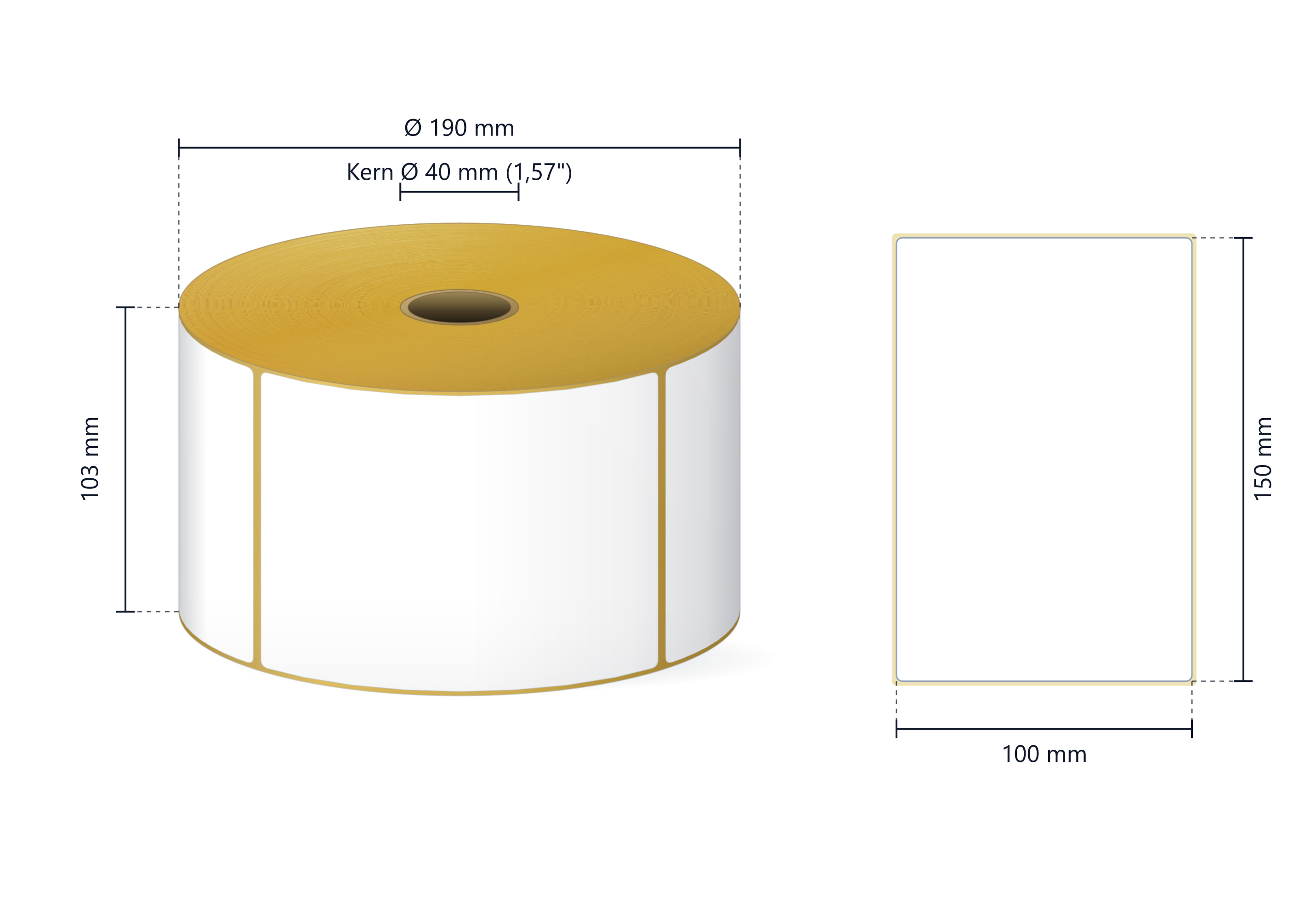 Rollenetikett Thermo ECO, 100x150 mm | 1200 Etiketten/Rolle