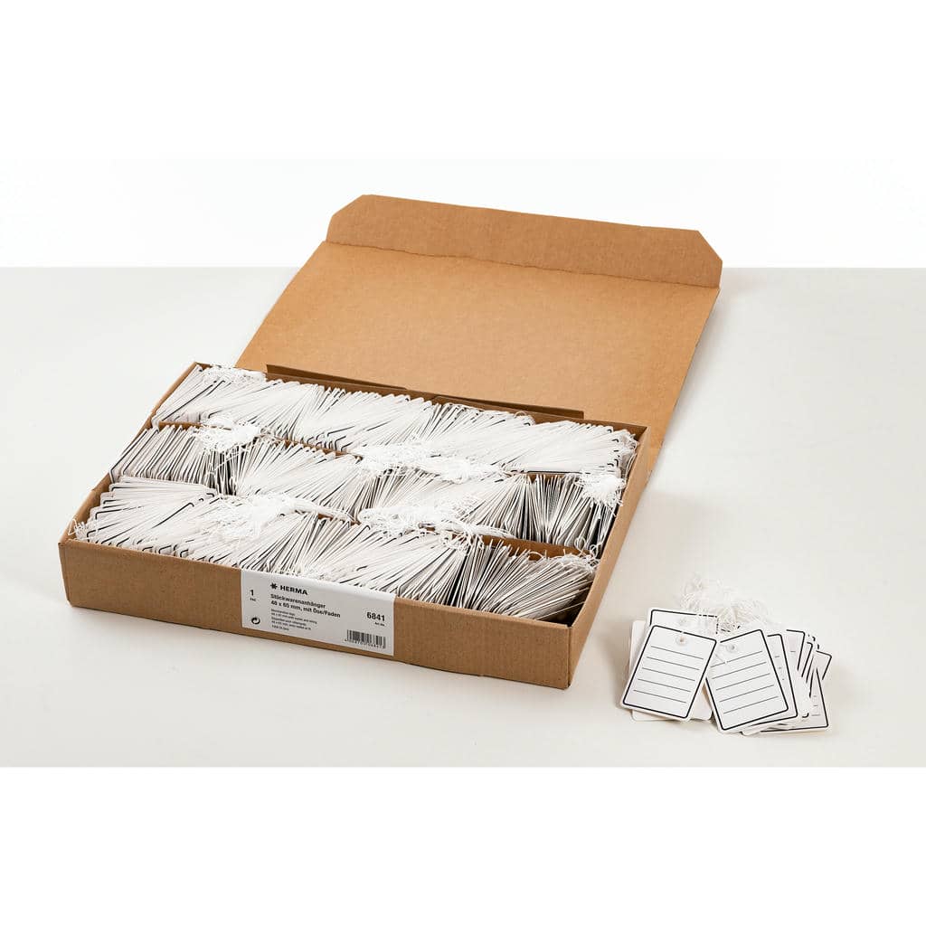 Stückwarenanhänger mit Öse/Faden, 1000 St. – 48 x 65 mm