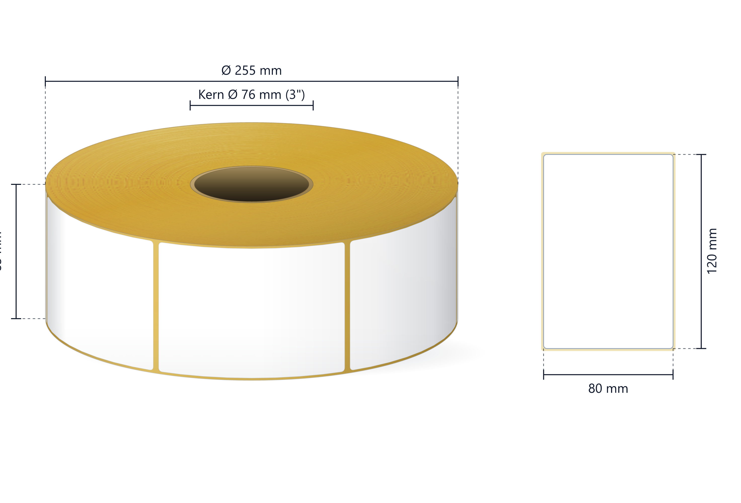 Rollenetikett Thermo ECO, 80x120 mm | 2500 Etiketten/Rolle