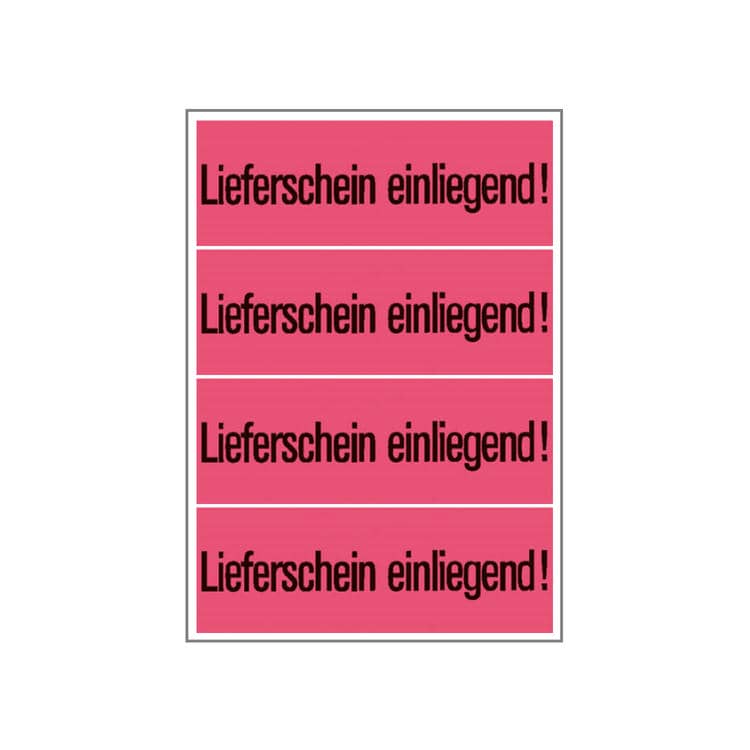 Versandzettel Lieferschein einliegend leuchtrot – 39 x 118 mm