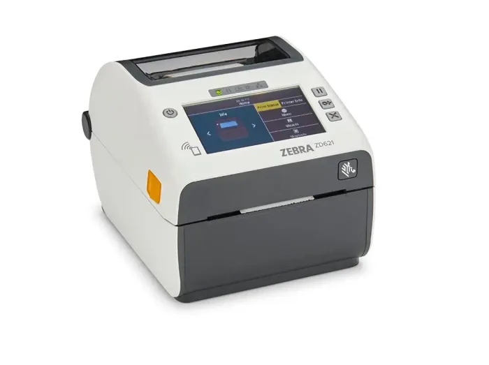 Etikettendrucker ZEBRA ZD621d Healthcare, 8 Punkte/mm (203dpi), Disp. (Farbe), RTC, USB, USB-Host, RS232, BT (BLE), Ethernet, weiß