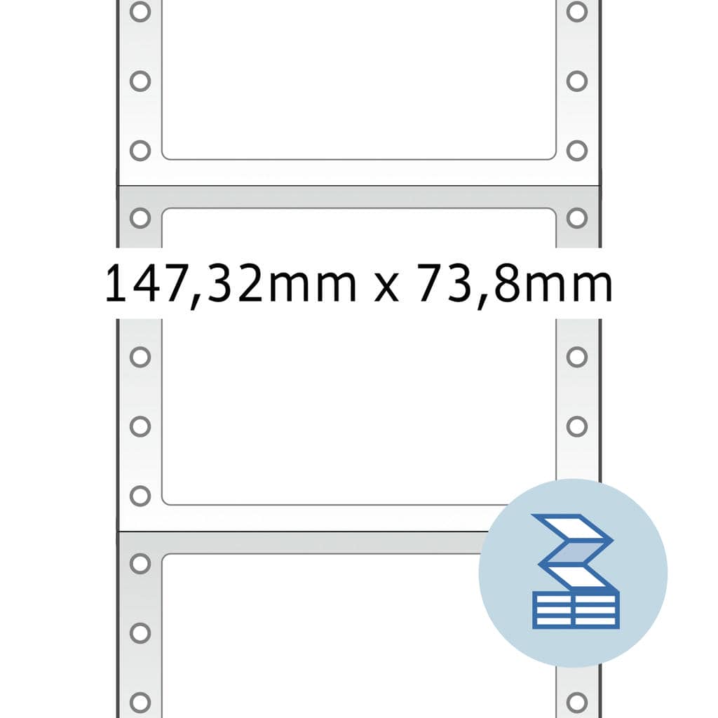 Computeretiketten endlos 1-bahnig – 147,32 x 73,8 mm